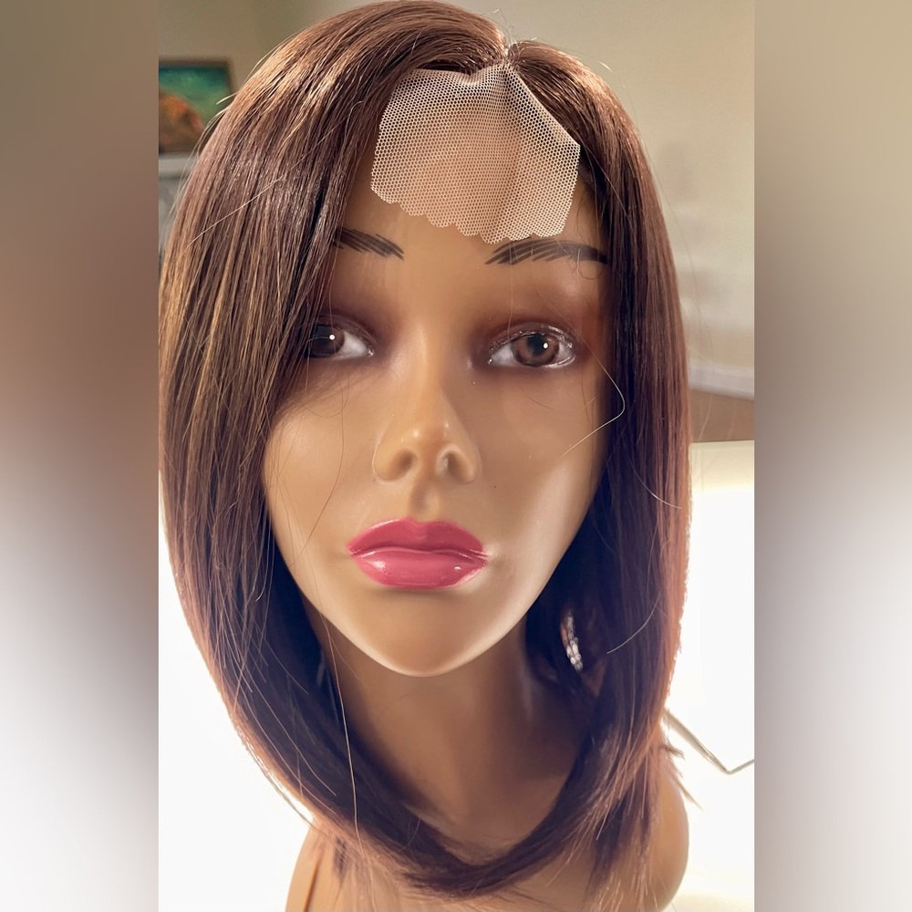 HAIR, 15” Straight Bob, Side Part, Lace front Med Brown